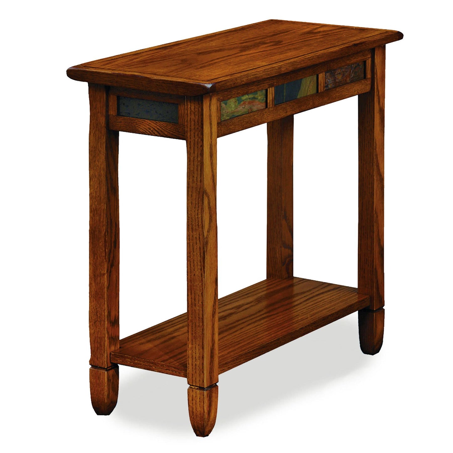 Furniture Rustic Slate Chairside Small End Table, Rustic Oak