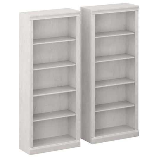 Furniture Saratoga Tall 5 Shelf Bookcase - Set Of 2, Modern Gray
