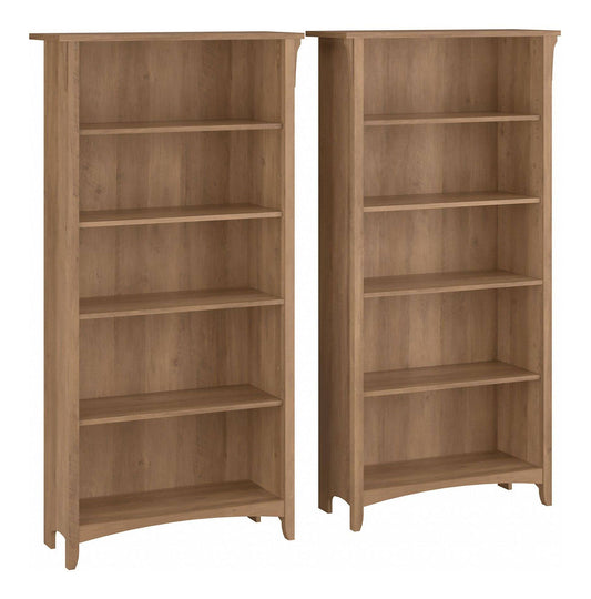 Furniture Salinas Tall 5 Shelf Bookcase - Set Of 2 Cape Cod Gray
