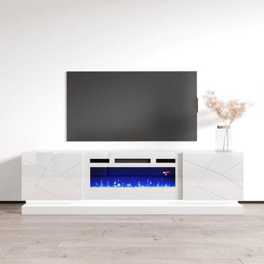 Furniture Shu Wh-Ef Electric Fireplace 71" Tv Stand (White)