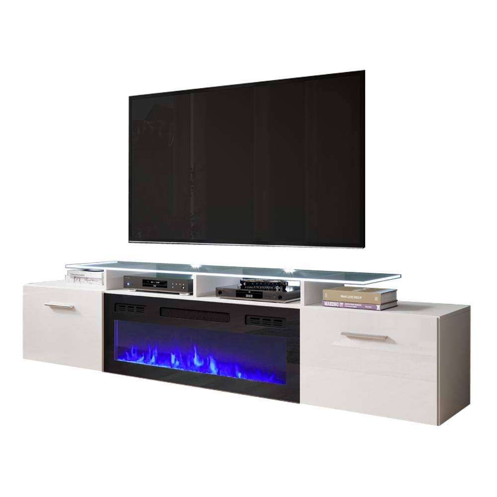 Furniture Rova Ef Electric Fireplace Modern 75" Tv Stand - White