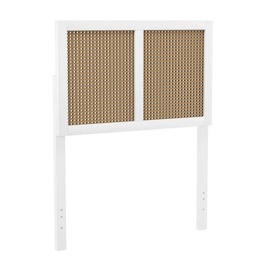 Furniture Serena Wood And Cane Panel Twin Headboard, White