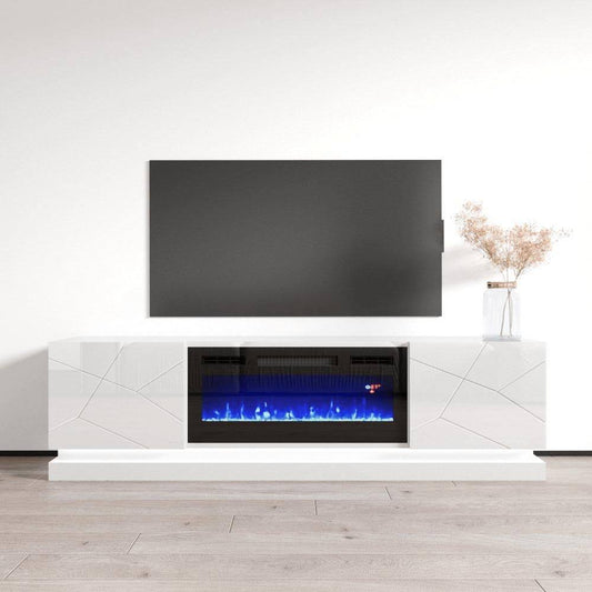 Furniture Shu Bl-Ef Electric Fireplace 71" Tv Stand (White)