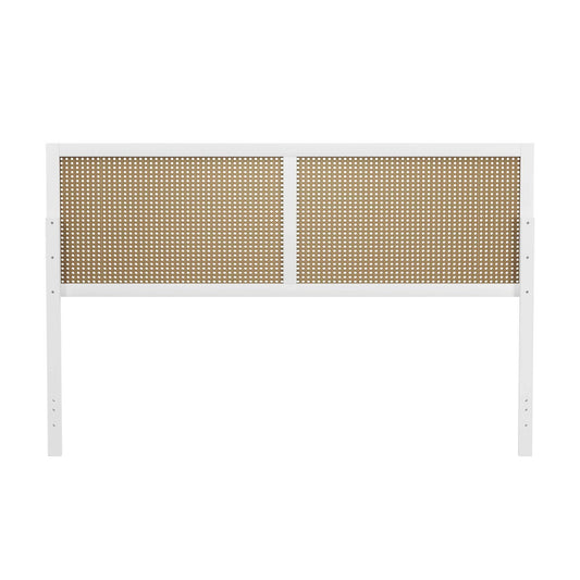 Furniture Serena Wood And Cane Panel King Headboard, White
