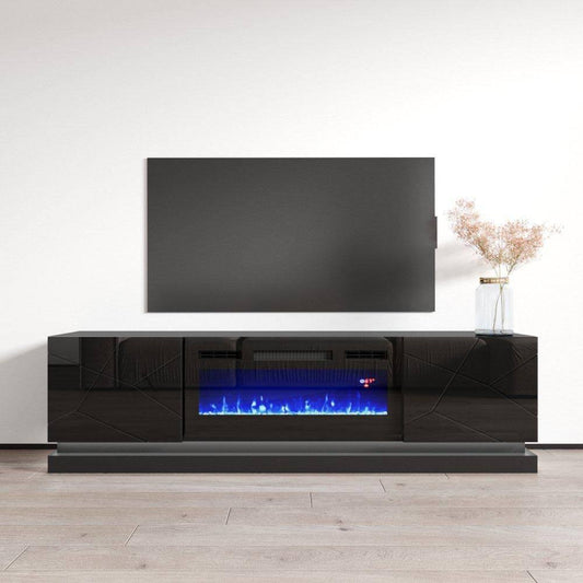 Furniture Shu Bl-Ef Electric Fireplace 71" Tv Stand (Black)